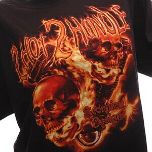 🔥 2 Hot 2 Handle T-Shirt Flaming Skulls Motorcycle Scorpion Designs NWOT Large